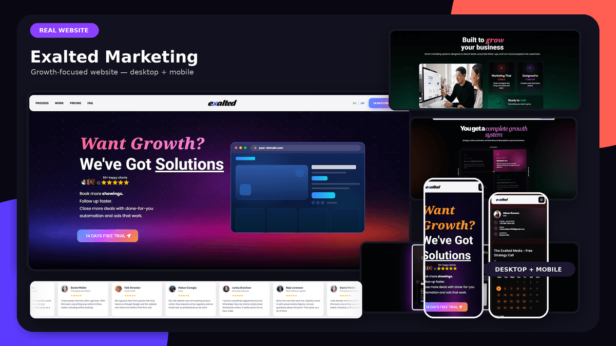 Exalted Media Landing Page